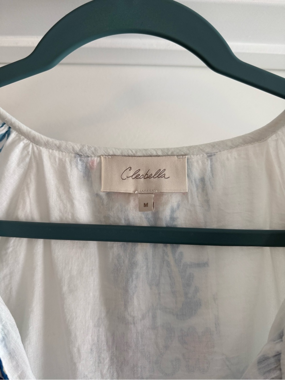 Cleobella white floral tie neck peasant blouse, size M - Picture 5 of 7